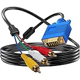 Herfair VGA to 3 RCA Component Cable 15-Pin D-Sub to YPbPr Adapter Cord [NOT AV Composite] VGA Male to Component RCA Male Con