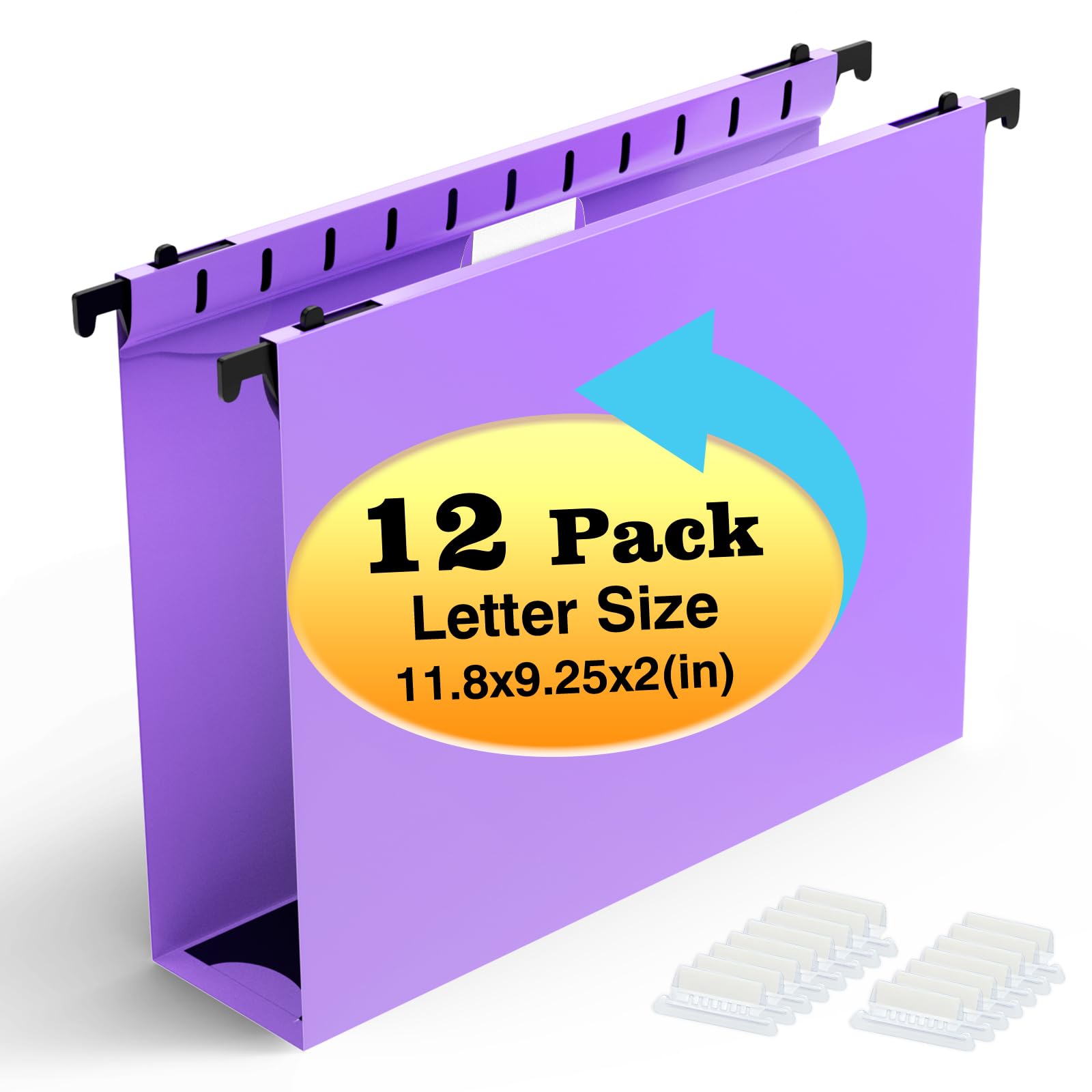 Photo 1 of Shutex Extra Capacity Plastic Hanging File Folders,12 Pack Reinforced Hang Folders,Heavy Duty 2 Inch Expansion,Plastic Filing Cabinet Folders,Letter Size,Designed for Bulk Files, Medical Charts,Purple