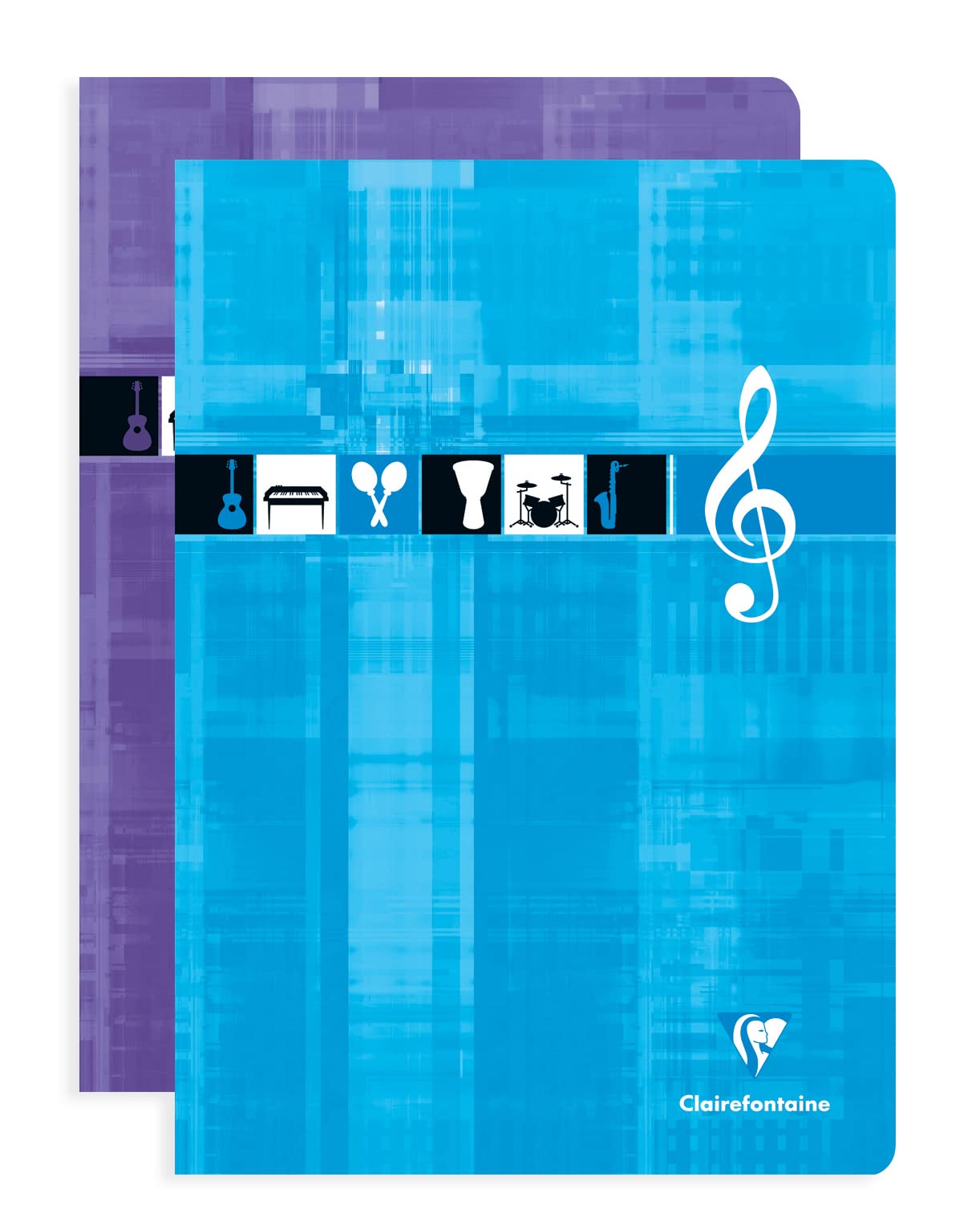 Clairefontaine 3134C A Stapled Music Notebook - A4 21x29,7 cm - 96 Pages 10 Spans with Lines - White Paper 90 g - Laminated Card Cover - Random Colour