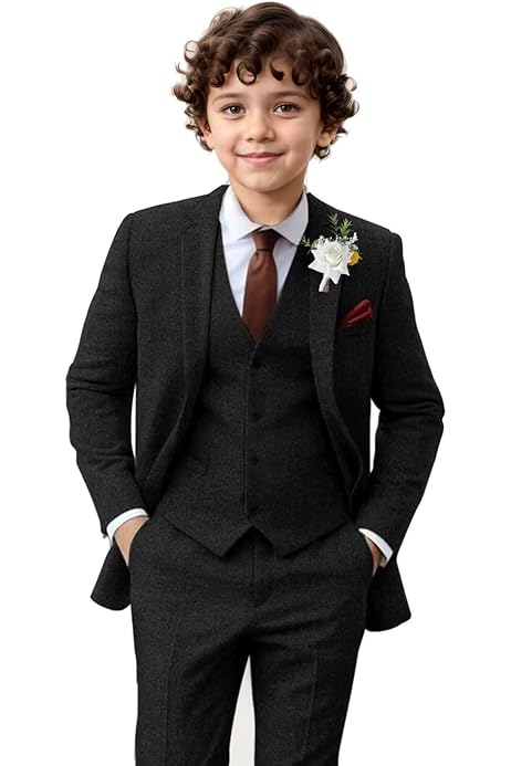 Boys Herringbone Suit Blazer - Tweed Jacket For Wedding, Formal Events & Special Occasions