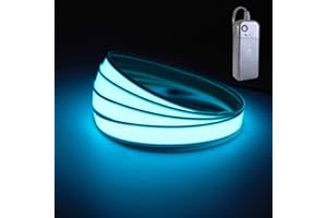 TiTiToo EL Tape, with Battery Pack, 1 Meter Long, 1.5 cm Wide Constant Light Strip, Suitable for DIY Various Holiday Parties (ice Blue，1m)