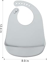 PandaEar Set of 3 Silicone Baby Bibs Blue Purple Grey 10-72 months view 2