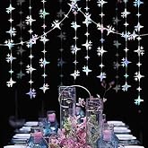 Glitter Iridescent Four-Angle Star Paper Garland Banner Décor 40 Feet Iridescent Twinkle Star Hanging Bunting Banner Backdrop for Wedding Baby Shower Birthday Graduation Disco Party Decorations