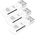 USB SD Card Reader for PC, Micro SD Card to USB Adapter, Card Reader for Camera Memory Card Reader, Wansurs Card Reader for Laptop (3 PACK USB2.0 White)