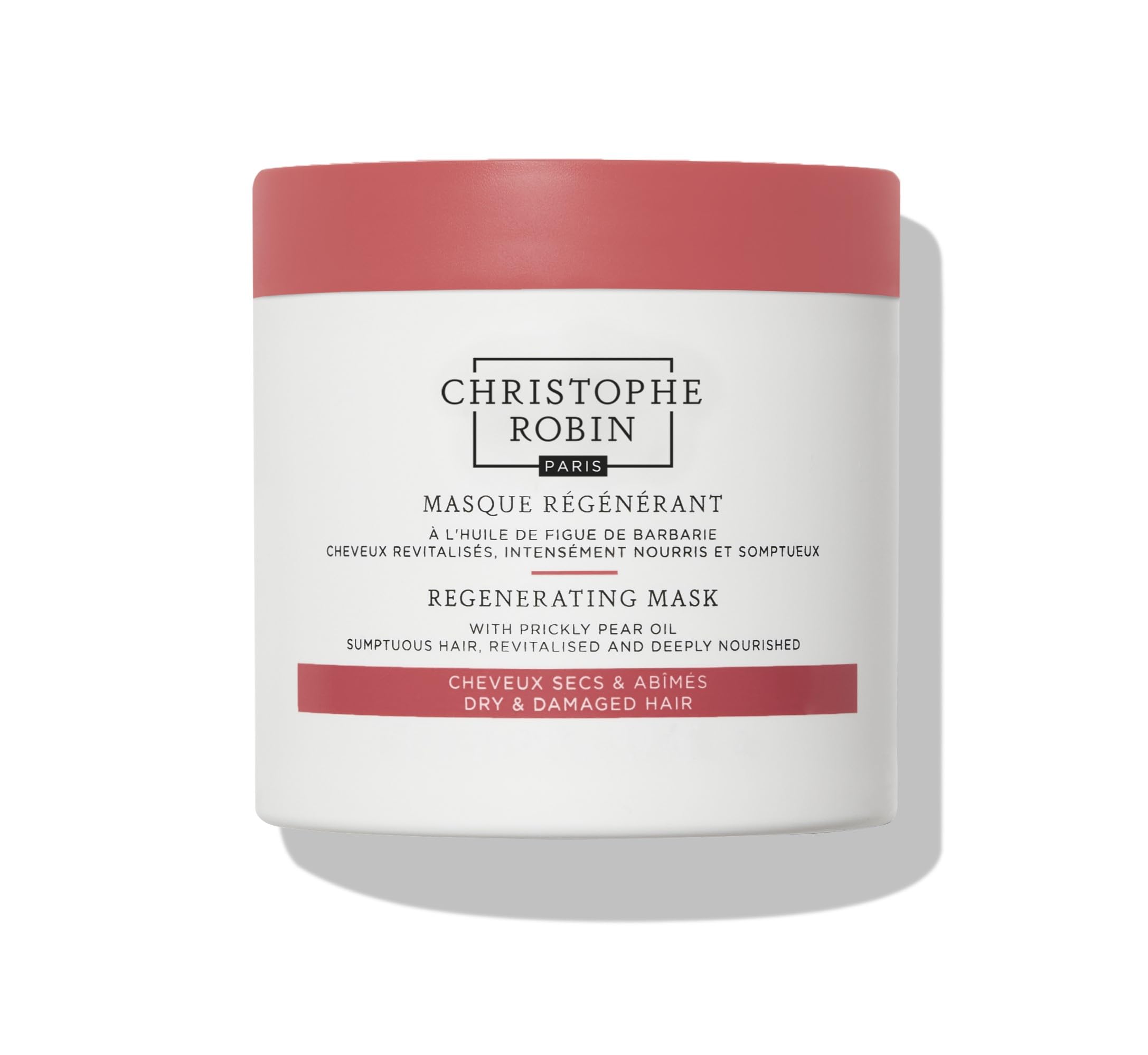 Christophe Robin Regenerating Mask with Prickly Pear Oil 250ml – 97% Natural Nourishing Treatment with Prickly Pear Oil & Ceramides – Restores Dry, Damaged & Chemically Treated Hair