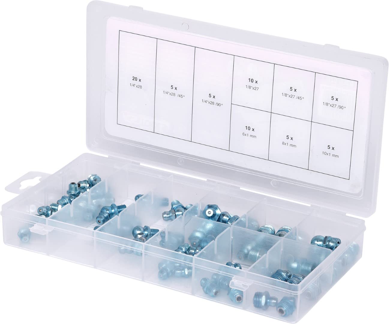 KS Tools 970.0360 Greasing nipples assortment, metric & imperial, 70 pcs