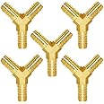 Joywayus 5PCS 5/8" ID Hose Barb Thick Brass Y Shaped 3 Way Union Fitting Intersection/Split Water/Fuel/Air