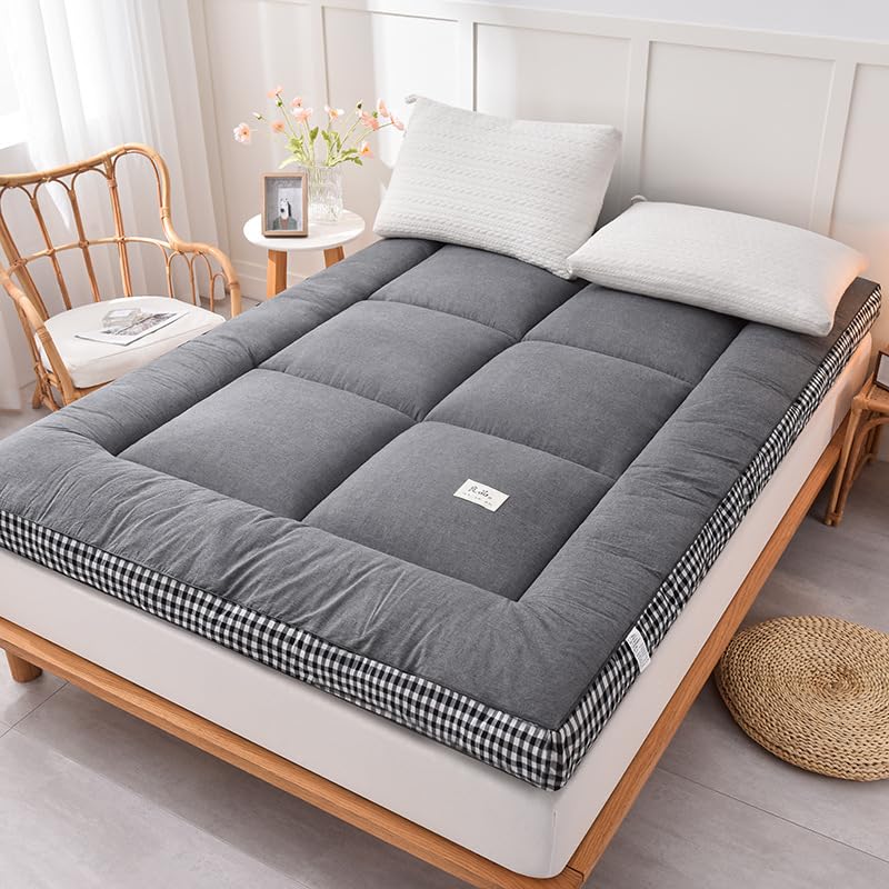 Beauenty Japanese Floor Mattress Futon Mattress, 100x200cm Floor Mattress for Adults, Roll Up Dormitory Mattress Pad, Sleeping Pad, FoldableMattress, Tatami Mat (Grey, 100×200cm)