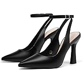 Coutgo Womens Closed Toe High Heels Slingback Pointed Toe Pumps Ankle Strap Dress Shoes