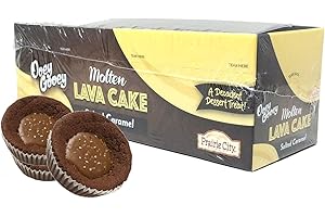 Prairie City Bakery Ooey Gooey Molten Lava Cake Individually Wrapped 3.2 Ounce Snack Cakes Pack of 6 (Salted Caramel)
