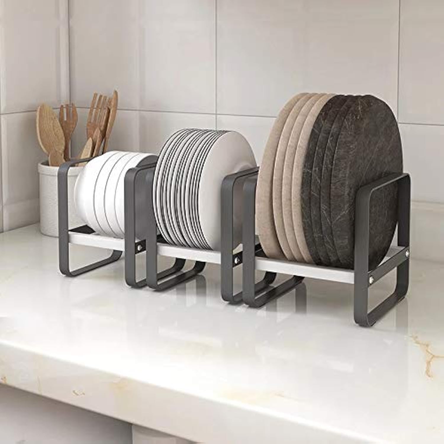 Kitchen Cabinet Storage Shelves Plates Dishes Chopping Board Storage ...