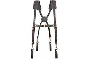 Tourbon Leather Carpenter Tool Belt with Suspenders for Men Padded Heavy Duty Work Harness Electrician's Combo Construction F