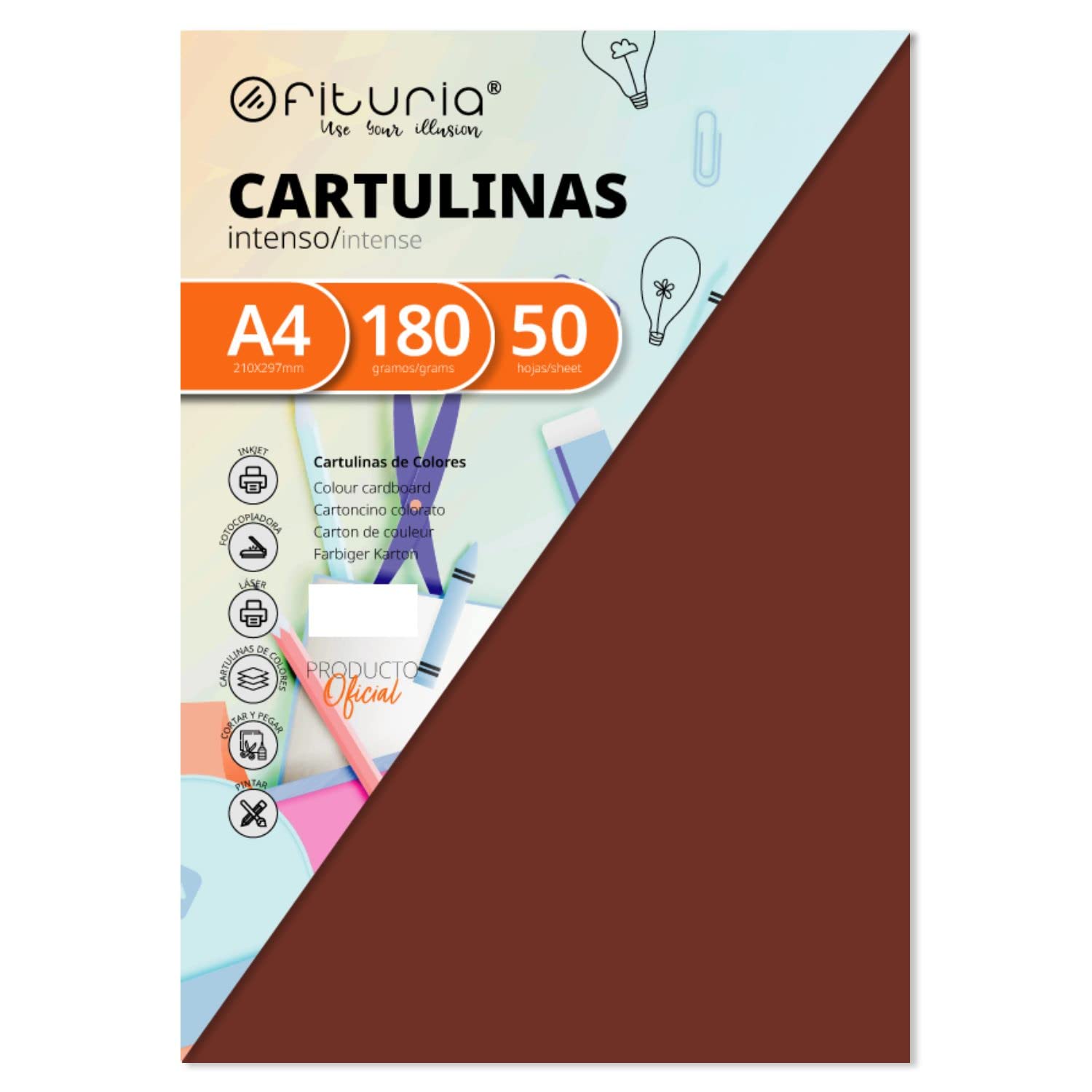 Pack of 50 Brown Cardstock A4 Size 180g
