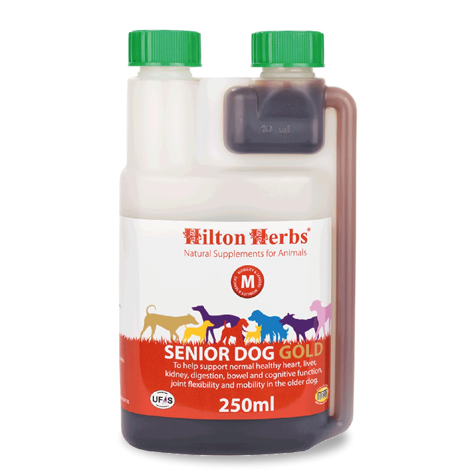 Hilton Herbs Senior Dog Gold Natural Supplement. 100% Natural Ingredients. Supplement for Older Dogs. For Dogs with Stiff Joints, Hip Issues and the Heart. With Devil’s Claw and Hawthorn. 250 ml