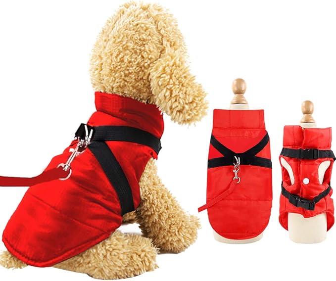 EASTLION Winter Dog Coat with Dring,Puppy Waterproof Coats Clothes