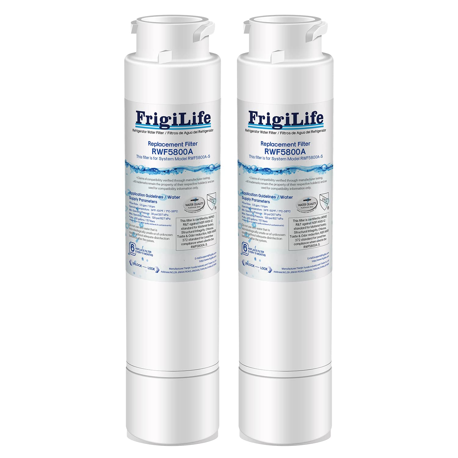 Photo 1 of FrigiLife RWF5800A Refrigerator Water Filter Replacement for Frigidaire EPTWFU01 EWF02 Pure Source Ultra II, PureSource Ultra 2, SCWFTCTO, GP006, EPTWFUO1, MR022, JO22, BO022, TH-01, DE022, 1007 2PACK