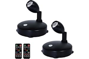 BERGUSTCH Battery Powered RGB Spotlight, LED Picture Light, Indoor Uplighting for Plants, Puck Lights with Remote, Colors Changing Mini Spot Lights, Art Display Lights for Paintings Dartboard Artwork