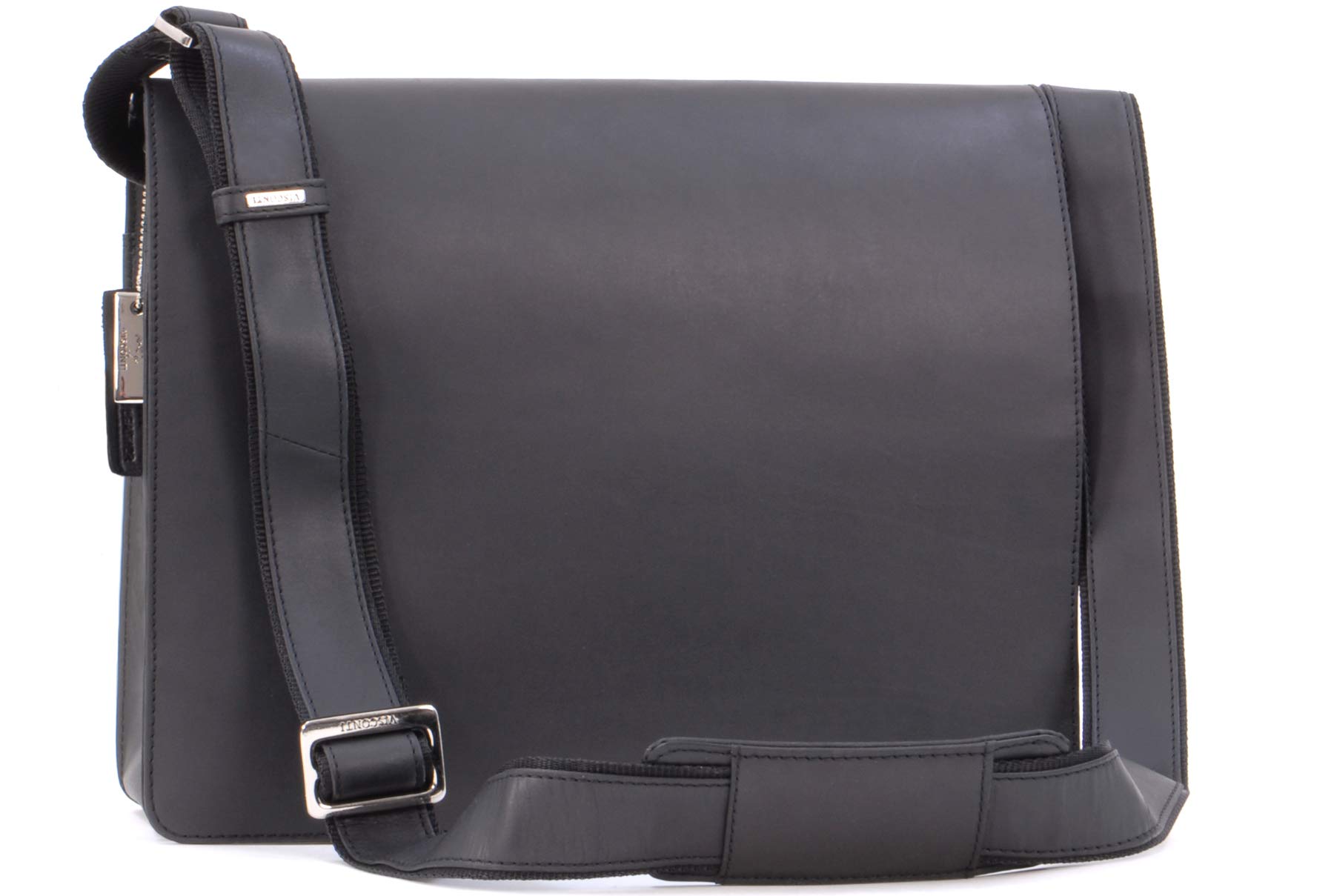 VISCONTI - Leather Messenger Shoulder Bag For Men - Fits 13 to 14 Inch Laptop - Medium/Large Work Bag For A4 Notebooks - 18548 Harvard - Oil Black — image 1