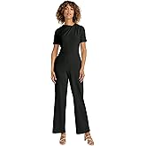Maggy London womens Women's Short Sleeve Wide-leg Jumpsuit - Asymmetrical Neckline - Fitted Waist - Elegant Occasion Jumpsuit