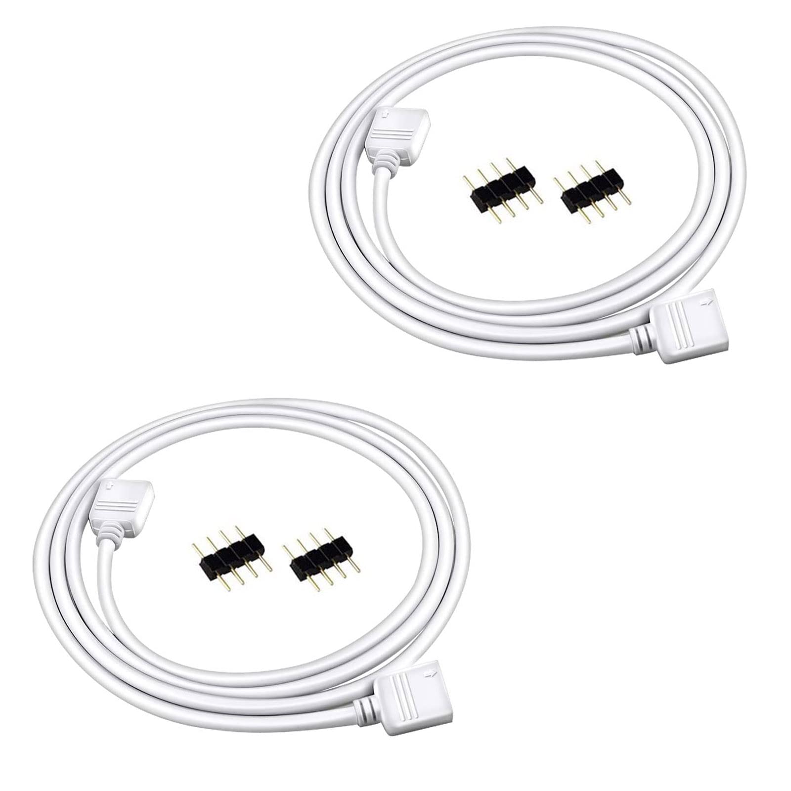 ENQIMAOYI 2Pack 3.28FT/1M 4 Pin Solderless Strip Jumper Cables with 4 Male Pin Connector for 5050 3528 RGB LED Strip Light