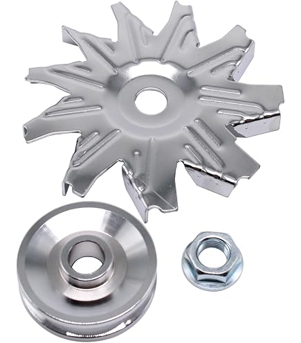 Racing Power R9446 Alternator Pulley And Fan Kit - V-Belt, 1 Groove, 2.625" Diameter, 5/8" Shaft, Chrome Steel - For GM/Ford Alternators
