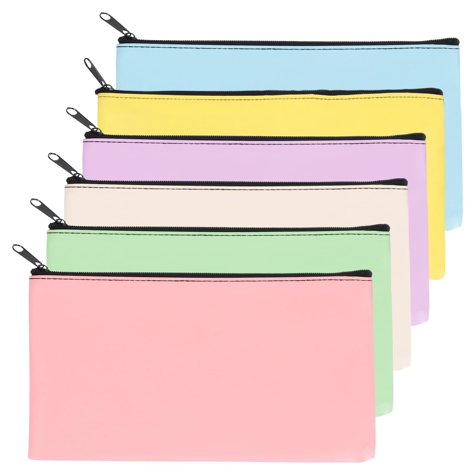 PATIKIL 11"x 6" Bank Deposit Bag, 6Pcs Money Bag Bank Bag Security Money Pouch Receipt Holder for Tickets Coin Makeup Cosmetics Bills, Light Purple/Sky Blue/Bright Yellow/Light Green/Pink