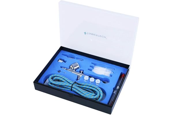 Timbertech Airbrush Kit Professional Dual Action Airbrush ABPST01 with 1/4''-1/8'' Adapter, 6ft Airbrush Hose, 0.2 0.3 0.5mm