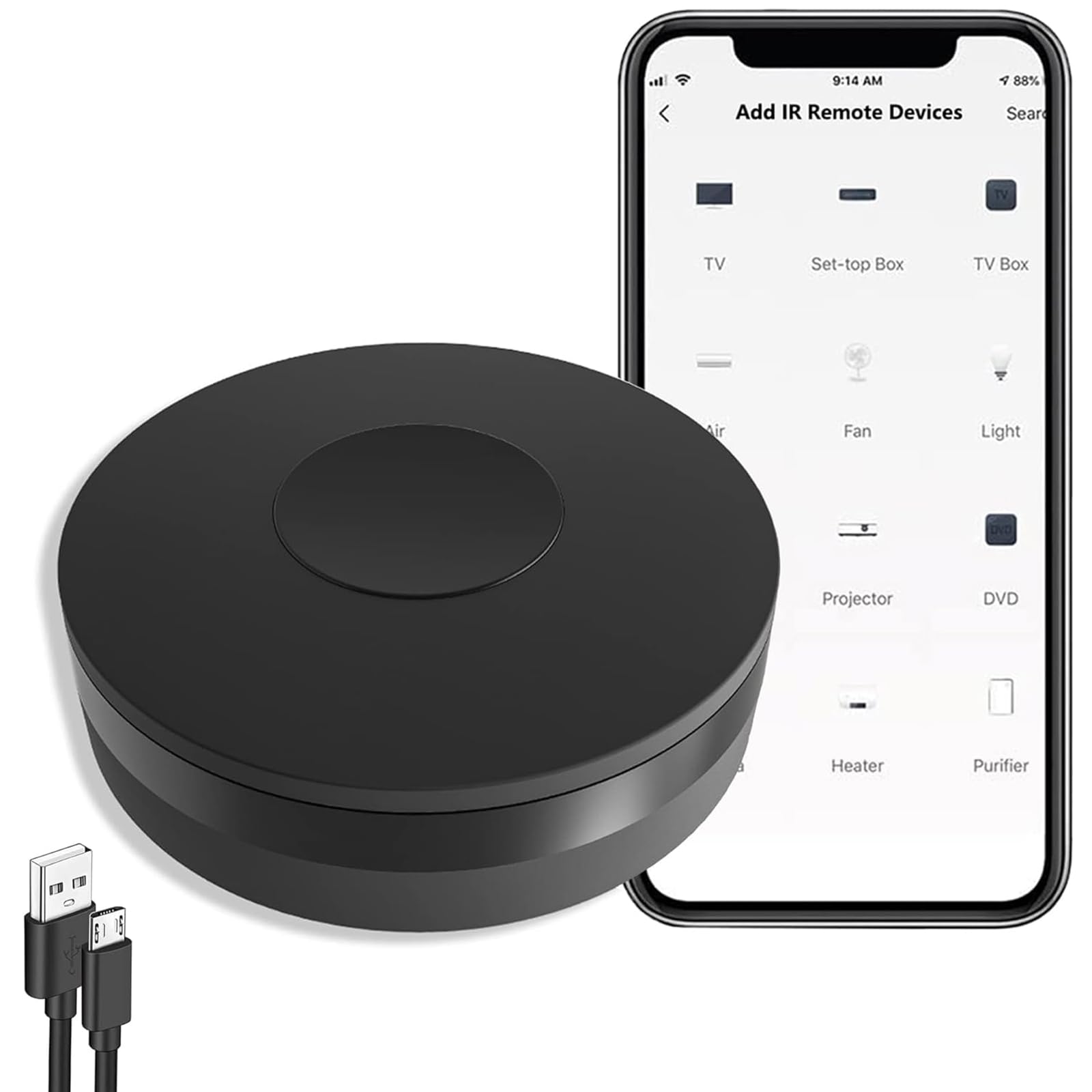 WiFi Smart IR Remote Controller Smart Home Infrared Universal Remote Blaster, One for All Control TV DVD CD AUD SAT Fan Air Conditioner, Compatible with Alexa and Google Home, No Hub Required