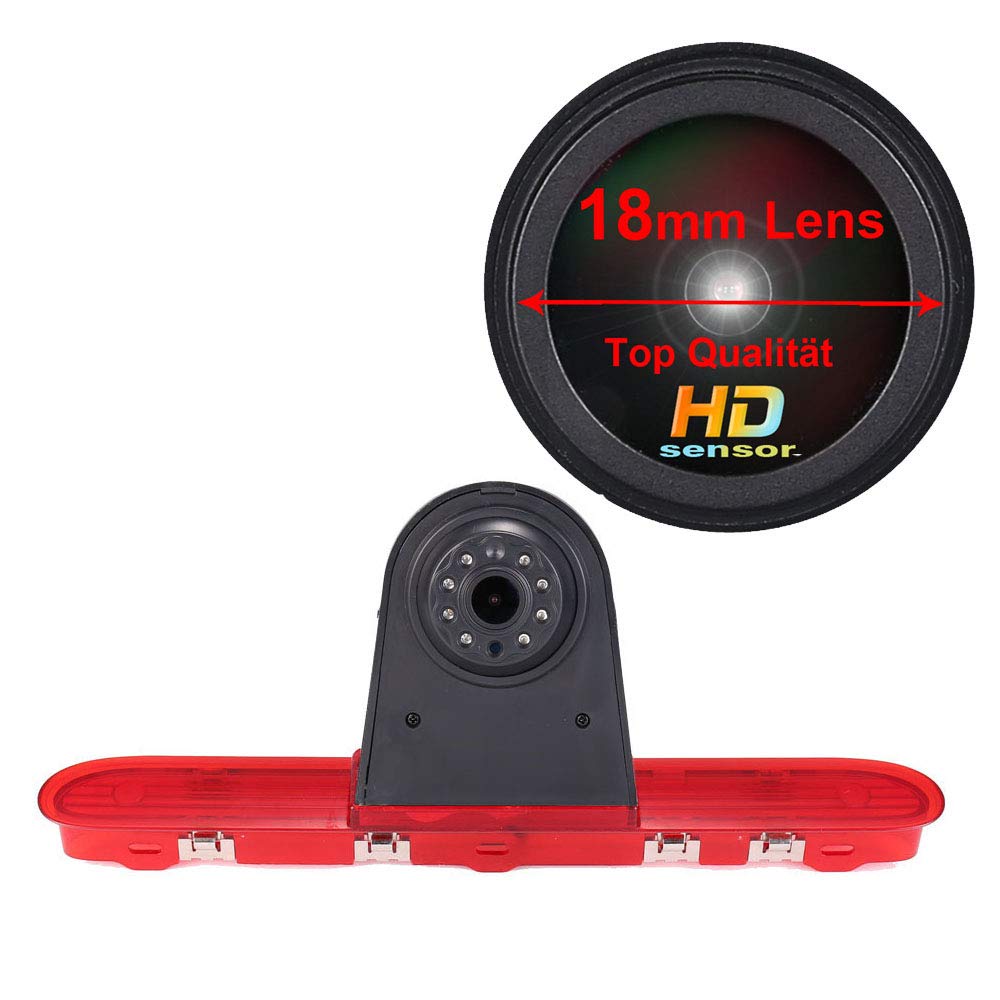 HD IP68 1280Pixels Car Brake Light Roof Rear View Reversing Backup Camera Parking Aids with Angle Adjustable Compatible with Toyota Proace/Citroen Dispatch/Space Tourer/Jumpy/Peugeot Traveller/Expert