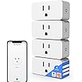 XFOX Smart Plug Mini with Energy Monitoring, 2.4G Wi-Fi Outlets Support Alexa, Google Assistant, SmartThings, Tuya Smart Plug, Timer, ETL & FCC Certified, 4 Pack