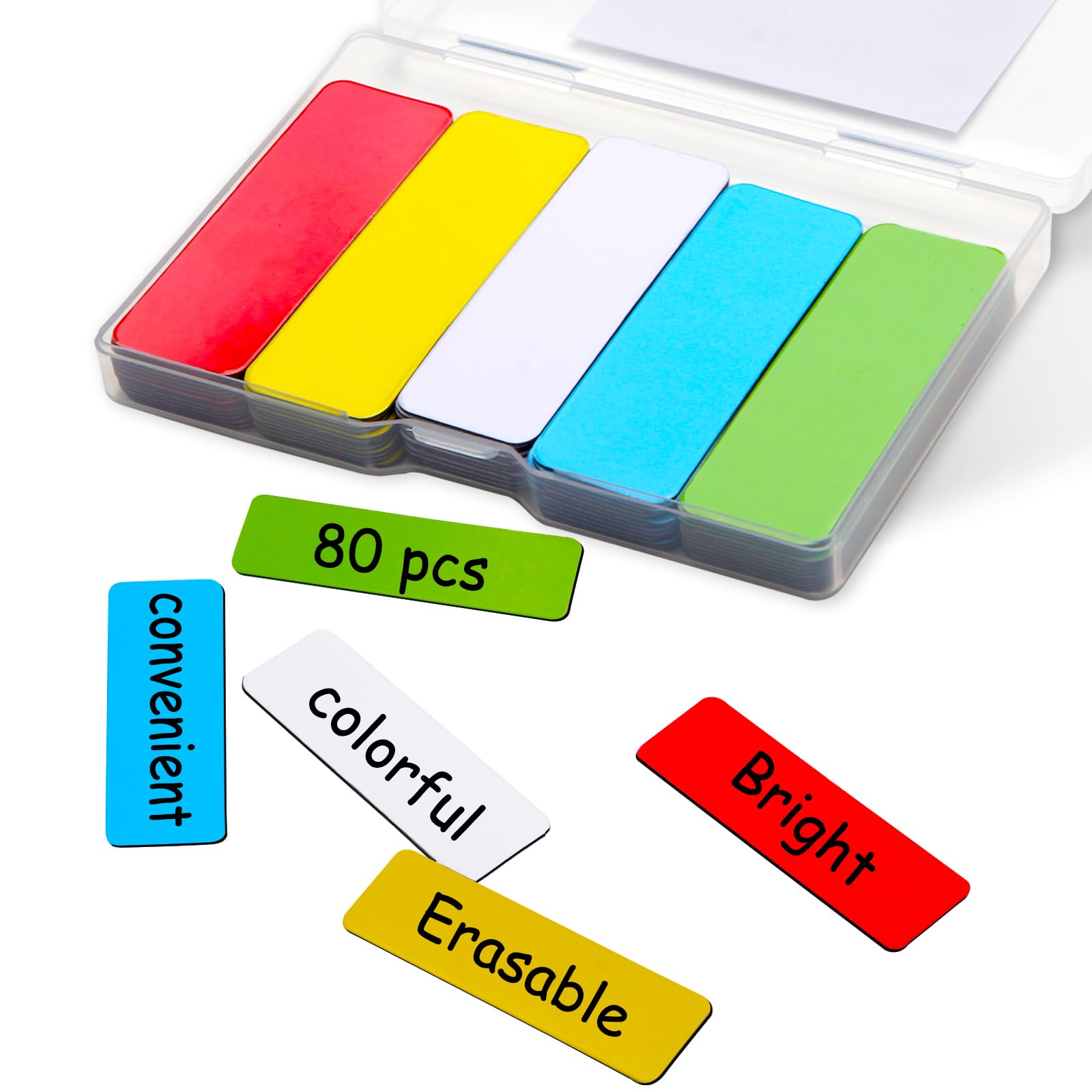 UTOMAG 80 PCS Magnetic Strips, Writable 60X20mm, Dry Erase Labels for Whiteboard, Magnetic Board, Fridge