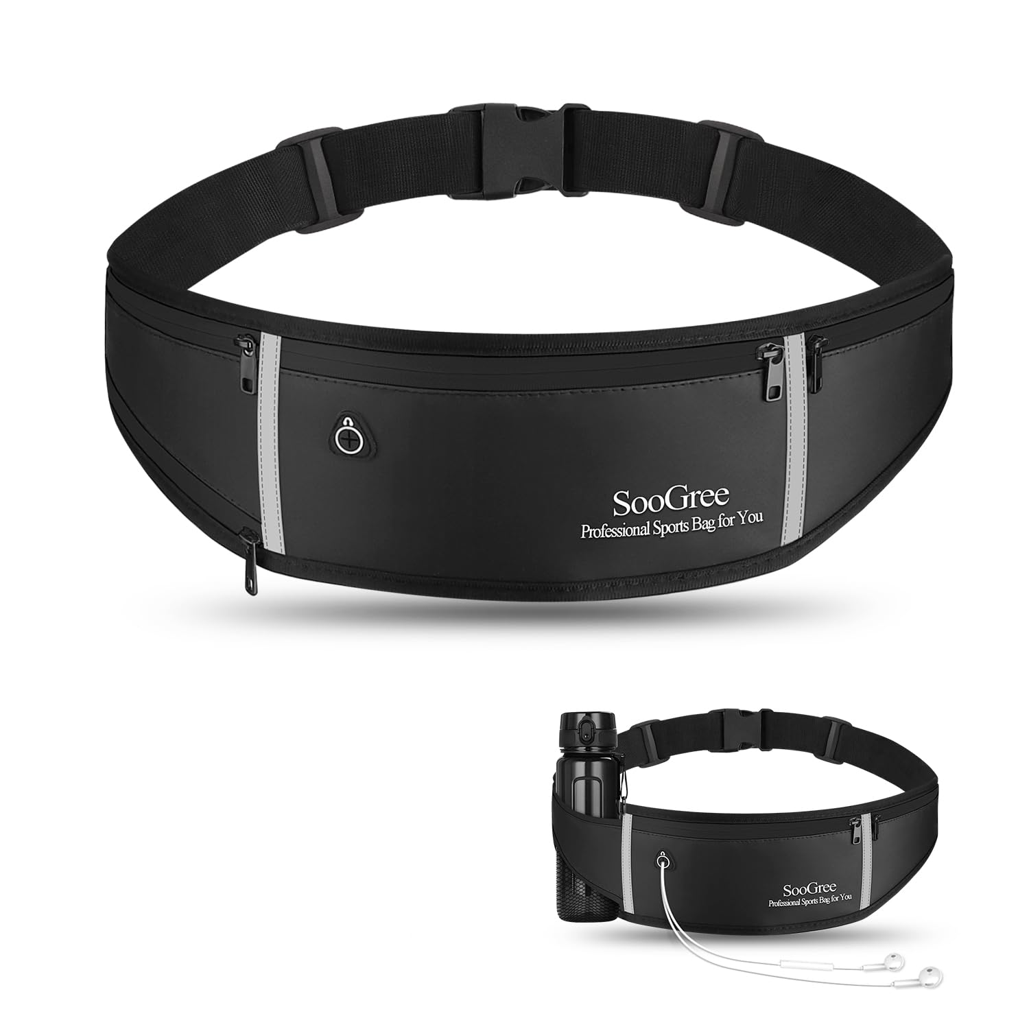 Photo 1 of SooGree Women Men's Adjustable Waist Pack - Waterproof Running Fanny Pack With Reflective Strip for Running, Walking, Cycling, Camping, Gym