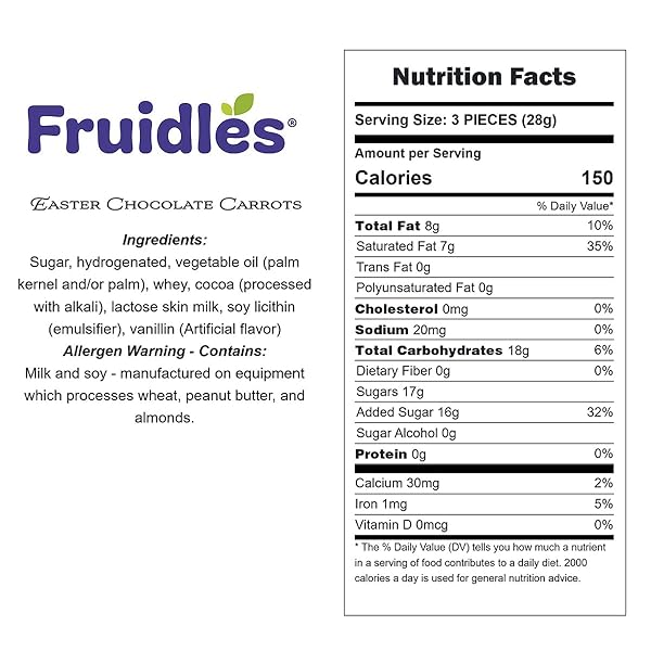 FRUIDLES EASTER CHOCOLATE CARROTS BUNNY RABBIT TREATS MILK CHOCOLATE, INDIVIDUALLY WRAPPED IN ORANGE FOILS, APPROXIMATELY 38 PIECES PER POUND (HALF-POUND)