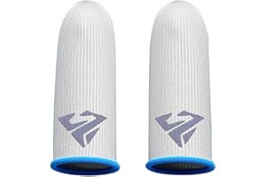 0.25mm Ultra-Thin Gaming Finger Sleeves for Mobile Gaming, Silver Fiber Conductive Anti-Sweat Thumb Sleeves for PUBG COD Mobi