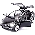 EROCK Diecast Car Toy Compatible for Tesla Model X, 1:32 Scale Alloy X Pull Back Vehicles Door Opening with Sound and Light, Mini X90 Collectible Toddlers Kids Gift, Model X (Black)