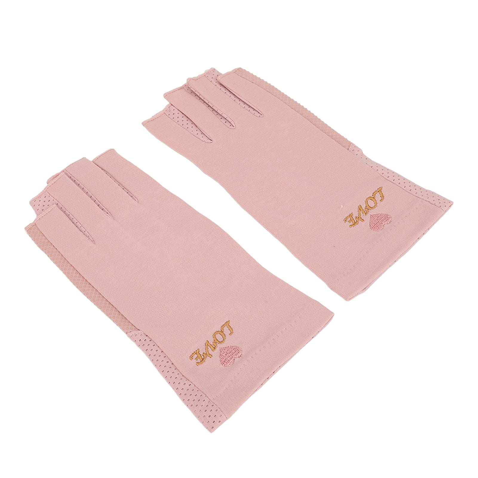 UV Nail Lamp Gloves Manicure Stretchy Breathable Fingerless Cotton Salon Gloves Home Use Pale Pinkish Gray