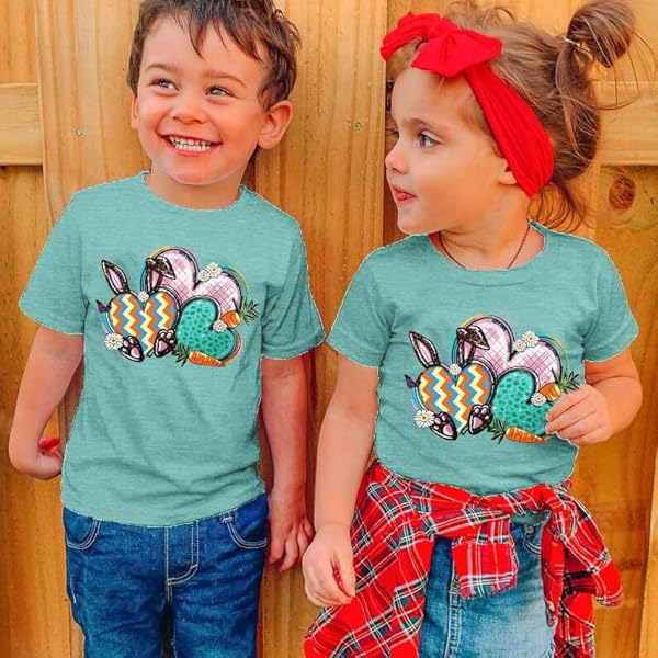TODDLER HAPPY EASTER SHIRT BABY BOYS GIRLS CUTE EASTER HEART T-SHIRT FUNNY BUNNY EASTER EGG GRAPHIC TOPS