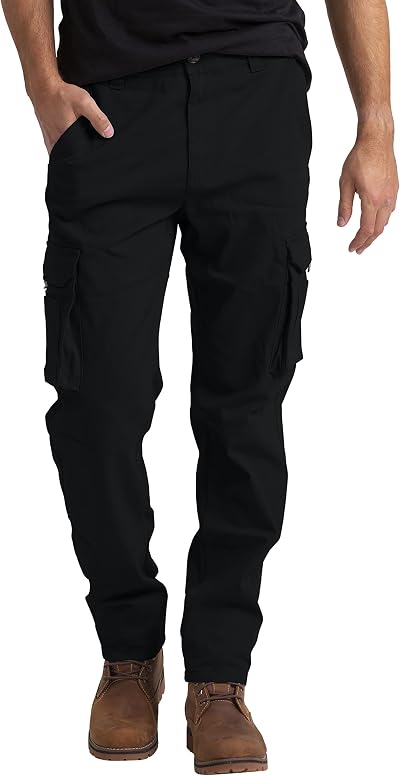 westAce Men’s Cargo Work Trousers Cotton Stretch Heavy Duty 38W 30L Black