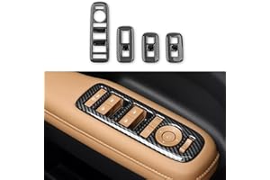 JUIVEEL 4Pcs Carbon Fiber Style Door Lock Glass Control Button Panel Cover Window Lift Switch Panel Trim Compatible with Hyundai Santa Fe 2024 MX5 Accessories (Carbon Fiber Style)