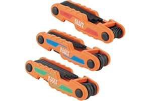 Klein Tools 70543 3-Piece Compact Folding Hex Key Set, Metric, SAE, Torx Sizes, 25 Keys, Industrial Strength Heat Treated All