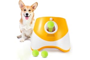HOMEYLON Best Automatic Ball Launcher for Dogs, USB Rechargeable Power - Indoor & Outdoor Dog Ball, Interactive Dog Fetch Tennis Ball Launcher Machine Toy for Small and Medium Dogs Comes with 3 Tennis Balls