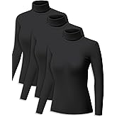 ZUTY 3 Pack Turtleneck Long Sleeve Shirts Thermal Underwear for Women Long Johns Winter Clothes Warm Base Layer Tops