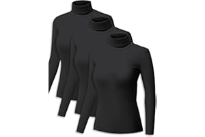 ZUTY 3 Pack Turtleneck Long Sleeve Shirts Thermal Underwear for Women Long Johns Winter Clothes Warm Base Layer Tops