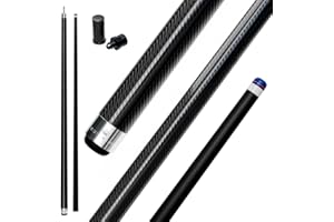 Cue-King Pool Cue Military-Grade Carbon 58” 18oz 2 Piece with 12.5mm Premium Tip Finished in Gloss Exposed Carbon, Professional Pool Cue