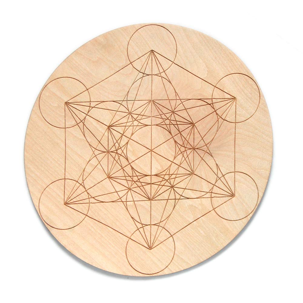 Wood Crystal Grid Altar Chakra Crystal Healing Sacred Geometry Metatron's Cube Witchcraft (A)