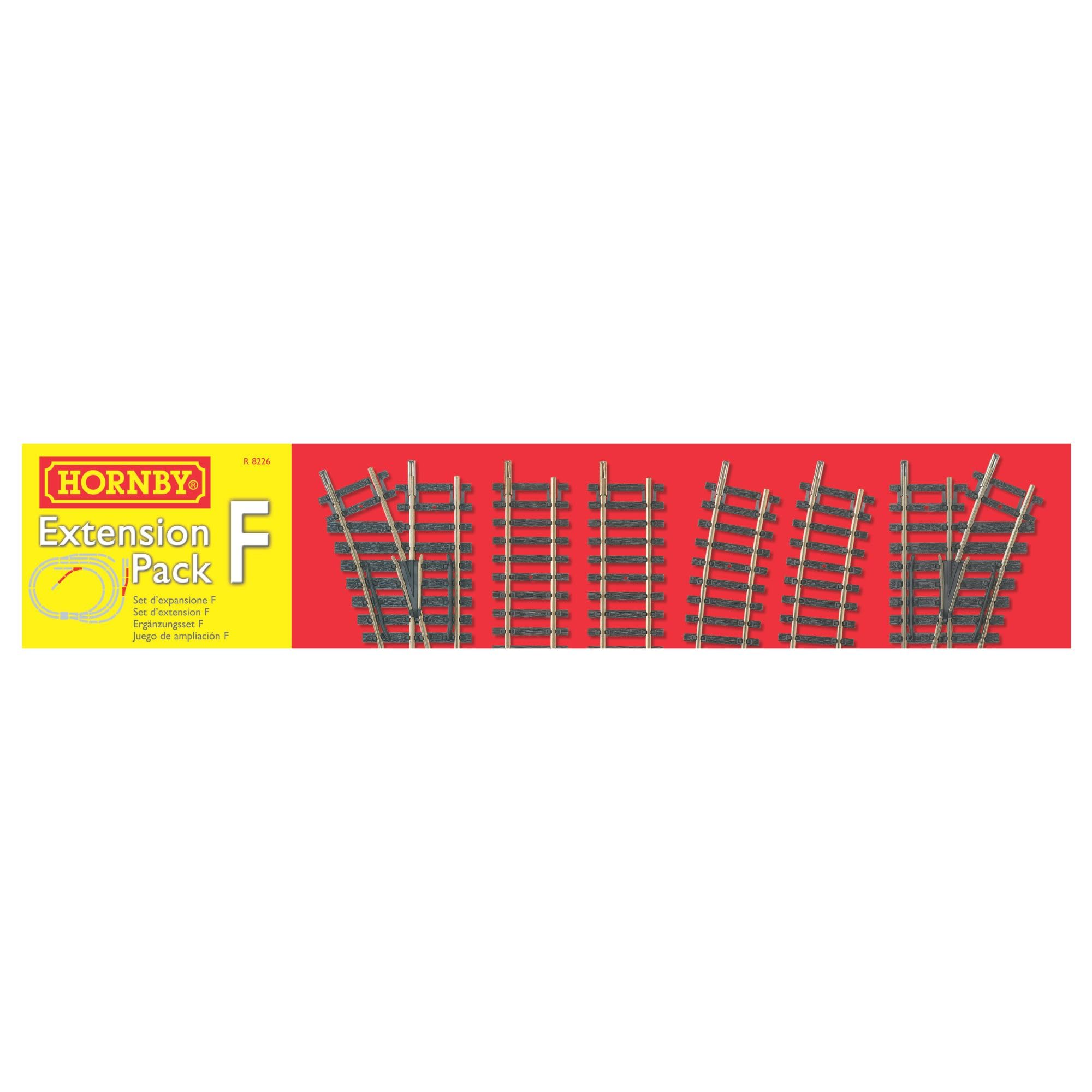 Hornby R8226 OO Gauge Track Extension Pack F - Extra Track Pieces for Model Railway Sets, Model Train Track Pieces, Includes - Straights, Curves, LH Point, RH Point & Buffer Stop - Scale 1:76