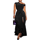 Lymeral Womens One Shoulder Semi Formal Maxi Dresses Elegant Sleeveless Cocktail Party Long Wedding Guest Dress