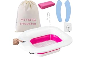 YYYSITZ Sitz Bath, Electric Sitz Bath for Hemorrhoids, Sitz Bath for Toilet Seat, Postpartum Care Pan for Women, Yoni Hip Bath Basin, Sits Bath Soak Salts Tub, Vaginal Wash Bowl, Foldable, Pink
