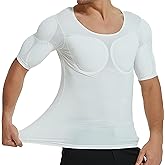 WYGWBD Men's Fake Muscle Shirt for Adult Padded Chest Shoulder Pads Vest for Muscle Invisible Breathable Underwear,White,XL