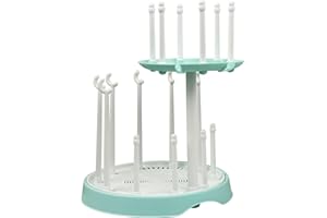 DIJIAMEIYA Baby Bottle Drying Rack,Double-Layer Bottle Drying Rack,Hold Up to 16 Baby Bottles,Suitable for Indoor, Kitchen, Living Room（Quiet Blue）